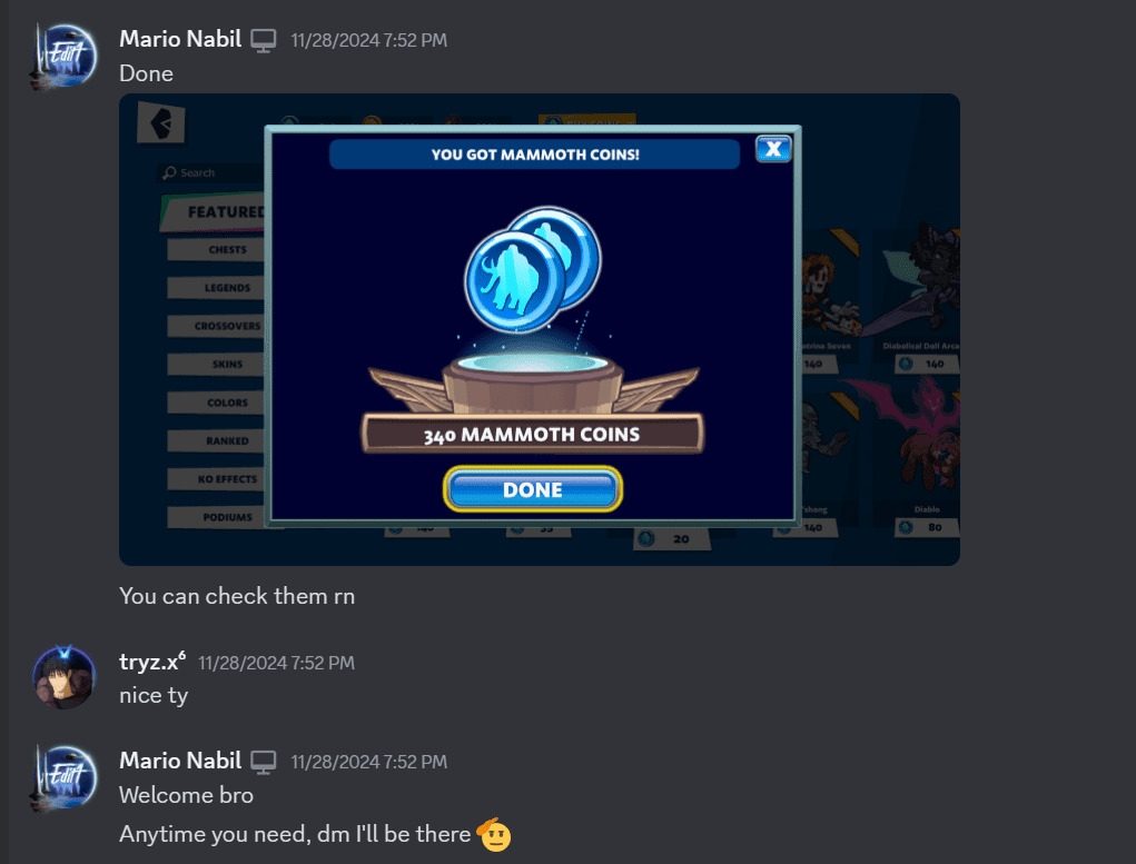 Mammoth coins (Q&A) vouches cheap mammoth coins